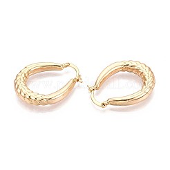 U-Shaped Brass Hoop Earrings&nbsp;EJEW-T047-105G