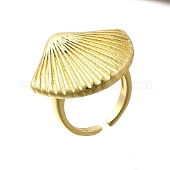 Shell Shape Brass Cuff Rings for Women&nbsp;RJEW-Z085-02G