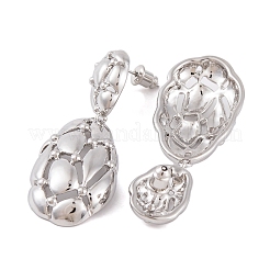 Retro Hollow Oval Drawbench Brass Dangle Stud Earrings for Women&nbsp;LS-EJEW-G391-13P