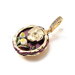 Brass Micro Pave Cubic Zirconia & Enamel Pendants&nbsp;KK-R222-09G-02