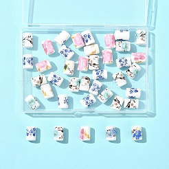 40Pcs Floral Printed Porcelain Beads&nbsp;PORC-FS0001-15