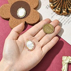 2Pcs 2 Colors Rack Plating Brass Micro Pave Cubic Zirconia & Shell Pendants&nbsp;KK-CJ0003-03
