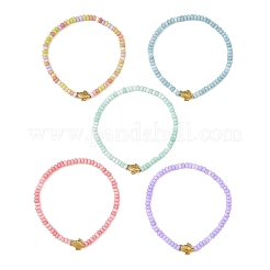 Ocean 304 Stainless Steel Sea Turtle & Ombre Effect Dyed Glass Rondelle Beaded Stretch Bracelets&nbsp;BJEW-JB14308