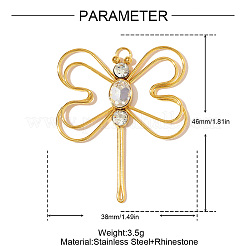 304 Stainless Steel Rhinestone Pendants&nbsp;STAS-OY008-87G