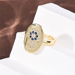 Adjustable Brass Micro Pave Cubic Zirconia Cuff Open Rings for Women&nbsp;RJEW-K264-06G