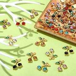 32Pcs 8 Colors Alloy Rhinestone Pendants&nbsp;ALRI-CJ0001-07