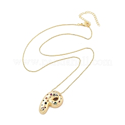 Brass Micro Pave Cubic Zirconia Letter Pendant Necklaces&nbsp;KK-Z069-01G-P