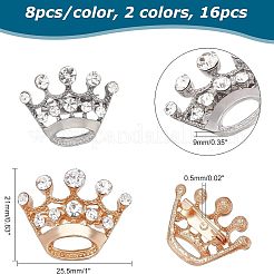 16pcs 2 Colors Crystal Rhinestone Crown Brooches&nbsp;JEWB-CA0001-10