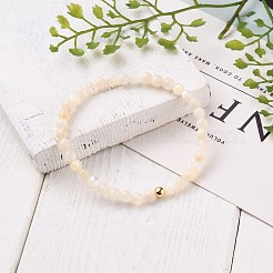 Natural White Shell Mother of Pearl Shell Stretch Beaded Bracelets&nbsp;BJEW-JB05730-02