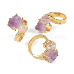 Nuggets Natural Amethyst Open Cuff Rings&nbsp;RJEW-K286-12G-04
