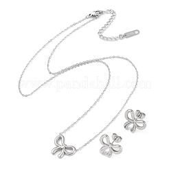 Non-Tarnish 304 Stainless Steel Bowknot Necklaces & Studs Earrings Set for Women&nbsp;NJEW-K276-03P