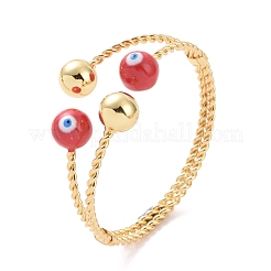 Enamel Evil Eye Open Cuff Bangle&nbsp;BJEW-F449-02G