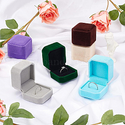 12Pcs 6 Colors Square Velvet Ring Boxes&nbsp;VBOX-BC0001-06