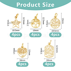 20Pcs 5 Styles Rack Plating Brass Charms&nbsp;KK-DC0004-08