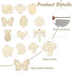 60Pcs 12 Styles Blank Wood Big Pendants&nbsp;WOOD-CJ0002-26