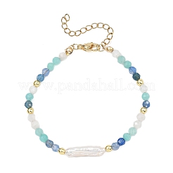 Natural & Synthetic Gemstone & Baroque Pearl Keshi Pearl Beaded Bracelets for Women&nbsp;BJEW-JB13594