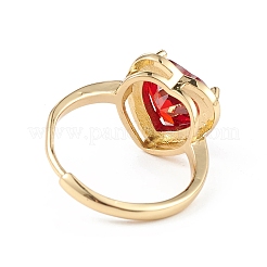 Cubic Zirconia Heart Adjustable with Enamel&nbsp;RJEW-L100-026G-01