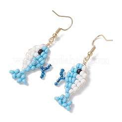 Baking Paint Glass Seed Beads and 304 Stainless Steel Earring Hooks Dangle Earrings&nbsp;EJEW-MZ00723