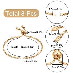 8Pcs Adjustable 304 Stainless Steel Slider Bracelets Making&nbsp;STAS-SC0006-03G