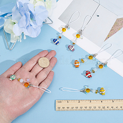 6Pcs 6 Colors Handmade Porcelain & Glass Bead Mobile Straps&nbsp;HJEW-MA00057