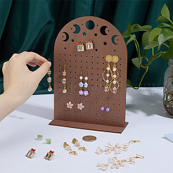 Hollow Moon Wood Earring Organizer Display Stands&nbsp;EDIS-WH0050-02A