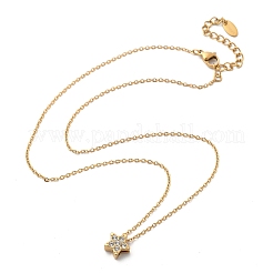 304 Stainless Steel Crystal Rhinestone Pendant Cable Chain Necklaces for Women&nbsp;NJEW-C062-01F-G