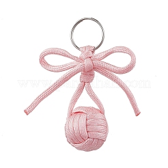 3Pcs Polyester and 304 Stainless Steel Braid Ball Keychains&nbsp;KEYC-JKC01117