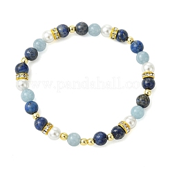 Natural Lapis Lazuli & Dyed Quartz & Non-magnetic Synthetic Hematite & Shell Pearl Beaded Bracelets for Women&nbsp;BJEW-JB13895-01