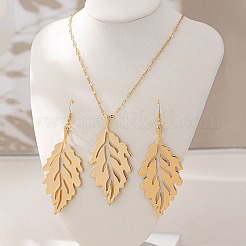 Alloy Hollow Leaf Dangle Earrings & Pendant Necklaces Sets for Women&nbsp;WGD16DB-01