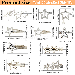 10Pcs 10 Styles Star Iron & Cloth Snap Hair Clips and Iron Alligator Hair Clips&nbsp;PHAR-CY0001-07