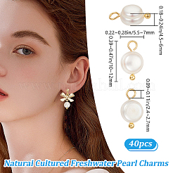 40Pcs Natural Cultured Freshwater Pearl Oval Charms&nbsp;PALLOY-BBC0001-03