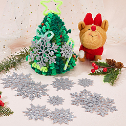 36Pcs Glitter Christmas Snowflake Plastic Hanging Ornaments&nbsp;HJEW-GF0001-64A