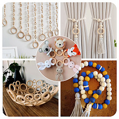 150Pcs 5 Styles Wood Linking Rings&nbsp;WOOD-TA0002-85