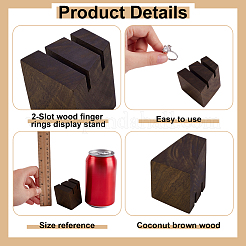 2-Slot Wood Finger Rings Display Stands&nbsp;RDIS-WH0006-33