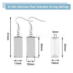 DIY Blank Rectangle Dome Earring Making Kit&nbsp;STAS-DC0015-38