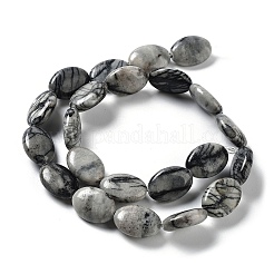 Natural Black Silk Stone/Netstone Beads Strands&nbsp;G-L164-A-24
