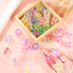 40Pcs 5 Colors UV Plating Transparent Acrylic European Beads&nbsp;OACR-TA0005-05
