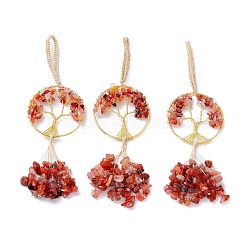 Wire Wrapped Chips Natural Mixed Stone Big Pendant Decorations&nbsp;HJEW-H057-03