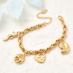 304 Stainless Steel Charm Bracelets&nbsp;BJEW-P368-05G