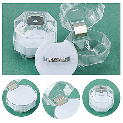 50Pcs Octagonal Transparent Plastic Ring Boxes&nbsp;OBOX-DC0001-02A