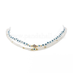 2Pcs 2 Style Natural White Jade & Lampwork Evil Eye Beaded Necklaces Set&nbsp;NJEW-JN04172