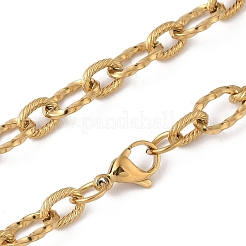 Unisex 304 Stainless Steel Textured Cable Chain Necklaces&nbsp;STAS-L127-01G