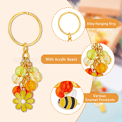 1 Set Flower/Bee/Orange Juice Alloy Enamel Pendant Keychain&nbsp;KEYC-FH0001-38A