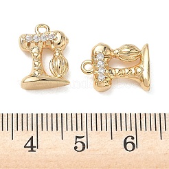 Brass Micro Pave Clear Cubic Zirconia Charms&nbsp;KK-D261-02G