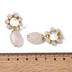 Natural Rose Quartz Dangle Stud Earrings&nbsp;EJEW-G454-01G-05