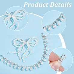 4Pcs Brass & ABS Imitation Pearl & Rhinestone Cup Chains Shoe Buckle Clips&nbsp;HJEW-MA00013