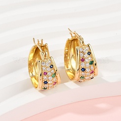 Brass Micro Pave Cubic Zirconia Hoop Earrings&nbsp;EJEW-F895-23B-G