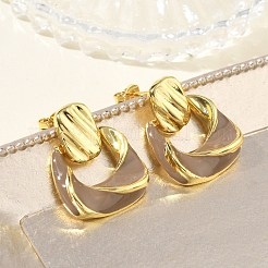 Brass Enamel Dangle Stud Earrings for Women&nbsp;KK-CBA760A-12G-02