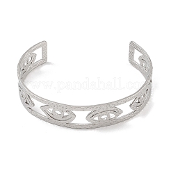 Non-Tarnish Hollow Wide Version Open Cuff Bangles&nbsp;BJEW-U006-03P-01