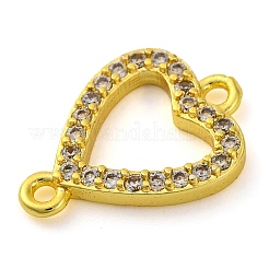 Brass Micro Pave Clear Cubic Zirconia Heart Links Connector Charms&nbsp;KK-A230-03A-G